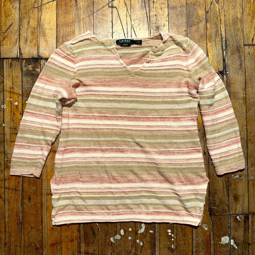 Lauren Ralph Lauren Sweater Women S Multi Stripe Knit Long Sleeve V-Neck Pullove